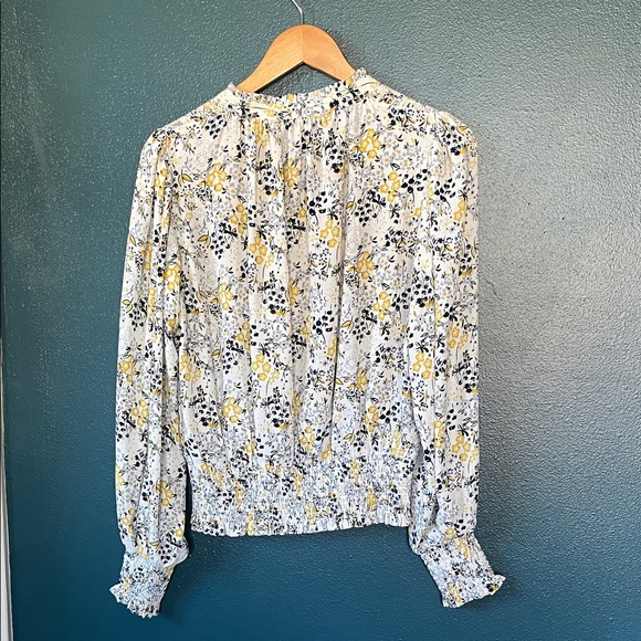 RACHEL Rachel Roy White Floral Blouse with Yellow and Black Accents - Picture 2 of 2